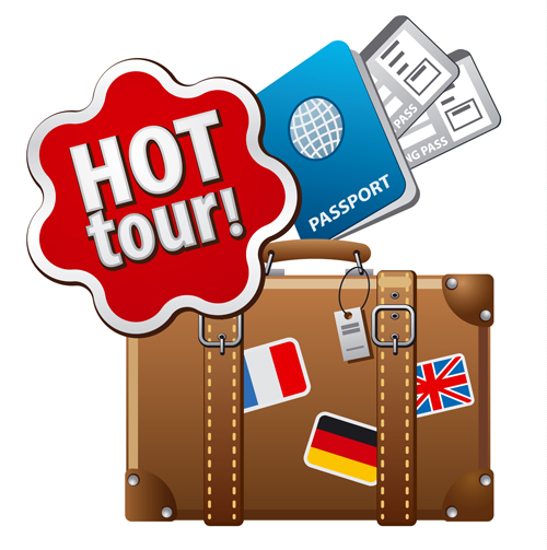 Fashion travel elements vector backgrounds set 05