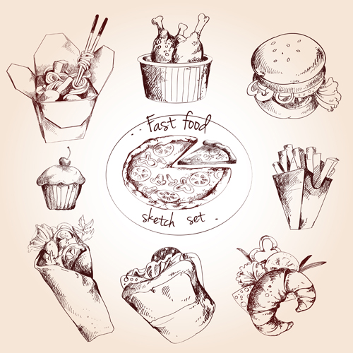 menu hand drawn fast food 