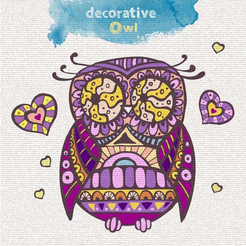 Floral decorative owl vector material 03