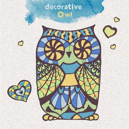 owl material floral decorative 