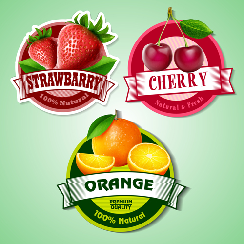 shiny labels label fruits fresh 