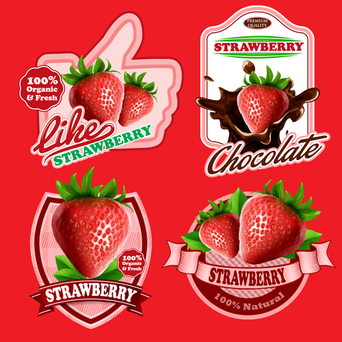 Fresh fruits labels shiny vector 02