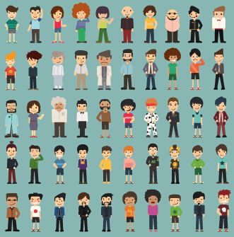 Funny business people character creative vector 03