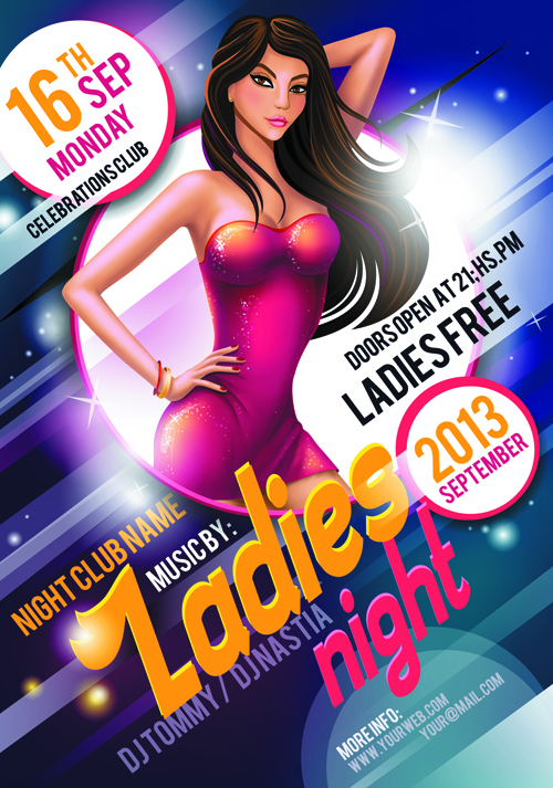 Fashion Party Girls design vector 03