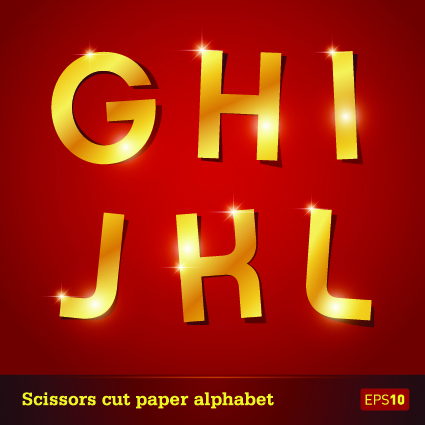 Golden paper alphabet vector art 03