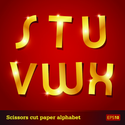 Golden paper alphabet vector art 05