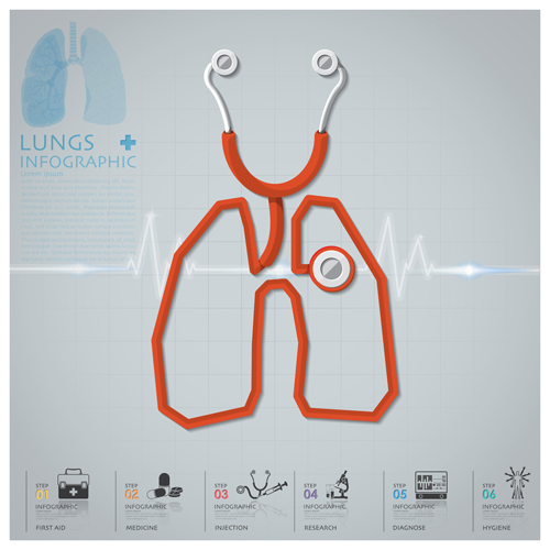 Health and Medical infographic with Stethoscope vector 01