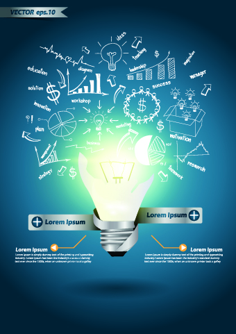 Idea infographics with Bulb vector graphic 03