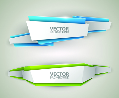 Origami colored banner graphics vector 02