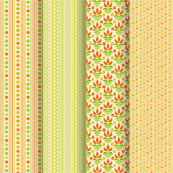 Ornaments floral pattern seamless set vector 15