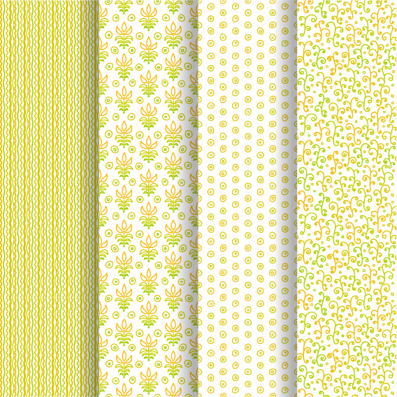 Ornaments floral pattern seamless set vector 16