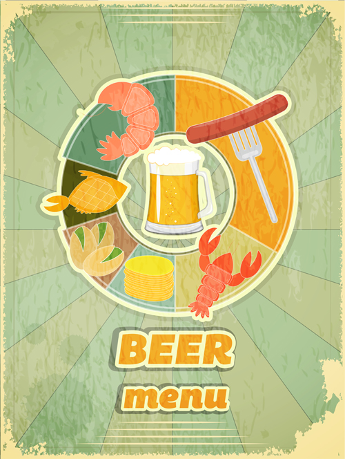 Pub beer menu retro style vector 03