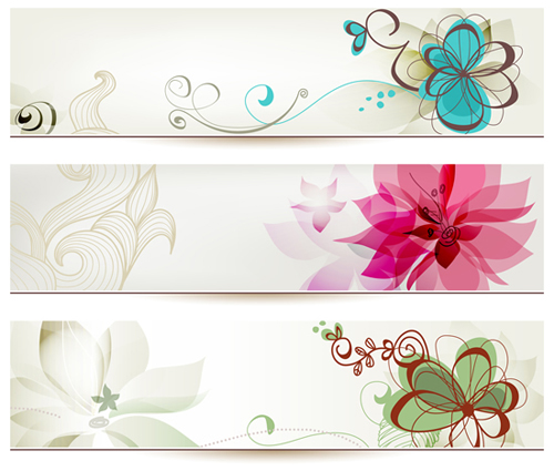 banner with floral vector design 01 Refreshing banner with floral vector design 01
