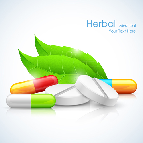 Refreshing herbal medical vector background 03