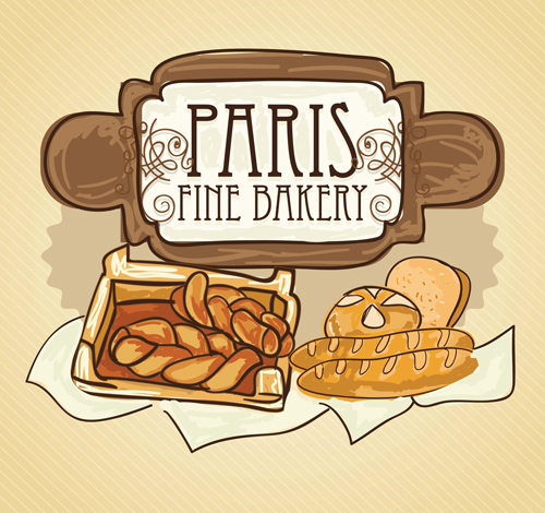 Retro bakery background vectors set 02