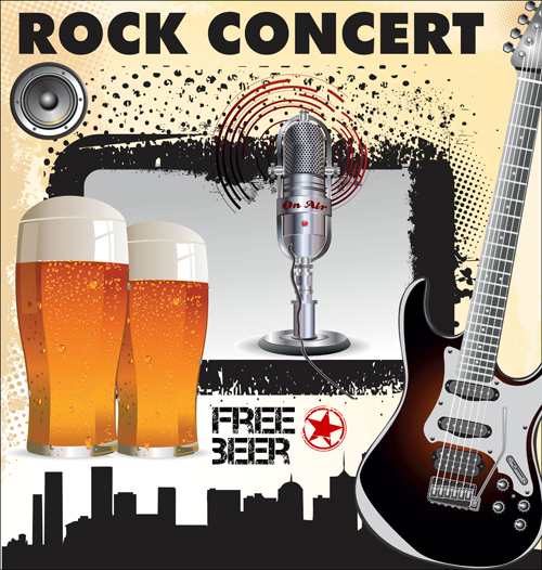 Retro beer poster desgin elements vector 02