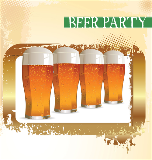 Retro beer poster desgin elements vector 03