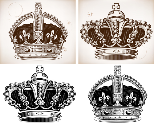 Royal crown vintage design vectors 01