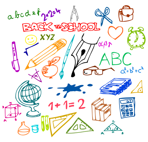 Set of School supplies elements vector 03