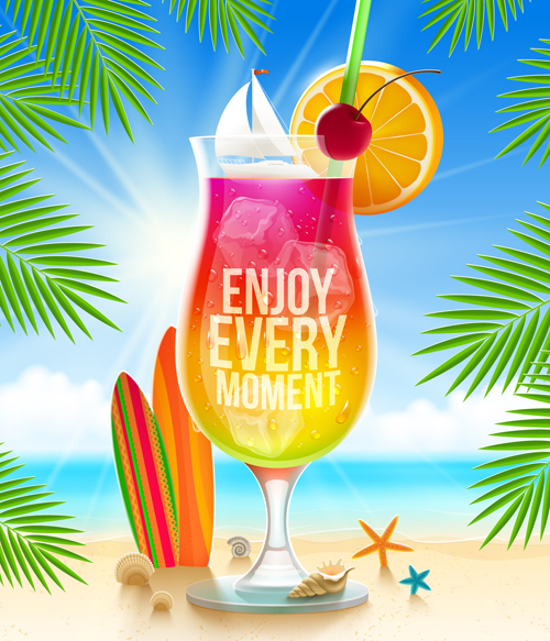 Summer holidays seaside travel background material 01