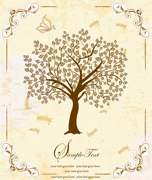 Vintage beige floral background vector 02