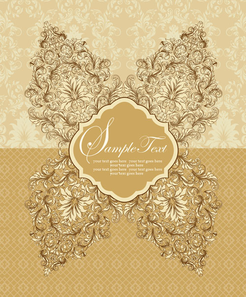 Vintage beige floral background vector 03