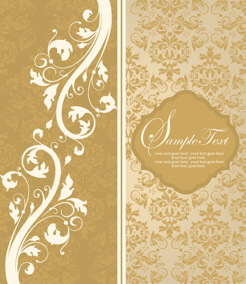 Vintage beige floral background vector 04