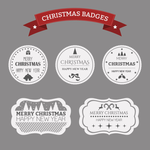 white labels christmas black badges 
