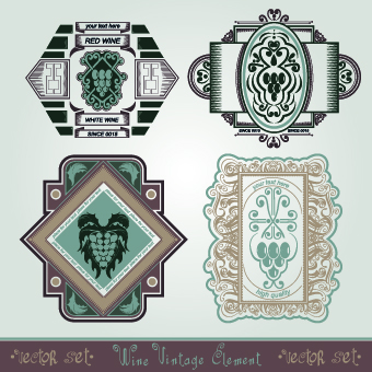 Vintage style wine design element vector 04