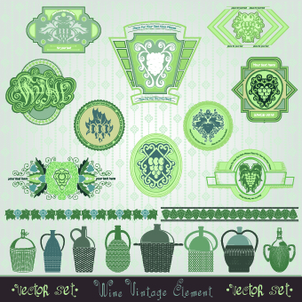 Vintage style wine design element vector 05
