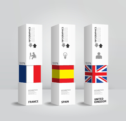 World flags with infographics design vector 01