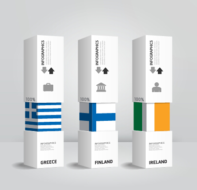 World flags with infographics design vector 02