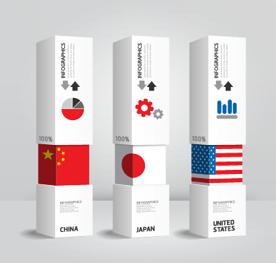 lags with infographics design vector 07 World flags with infographics design vector 07