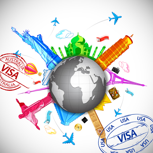 World travelling elements creative vector set 04