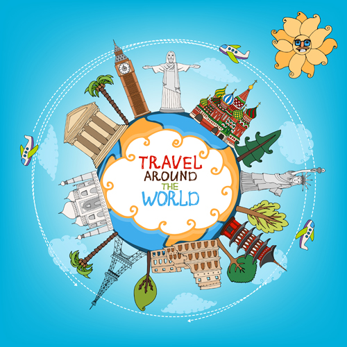 World travelling elements creative vector set 05