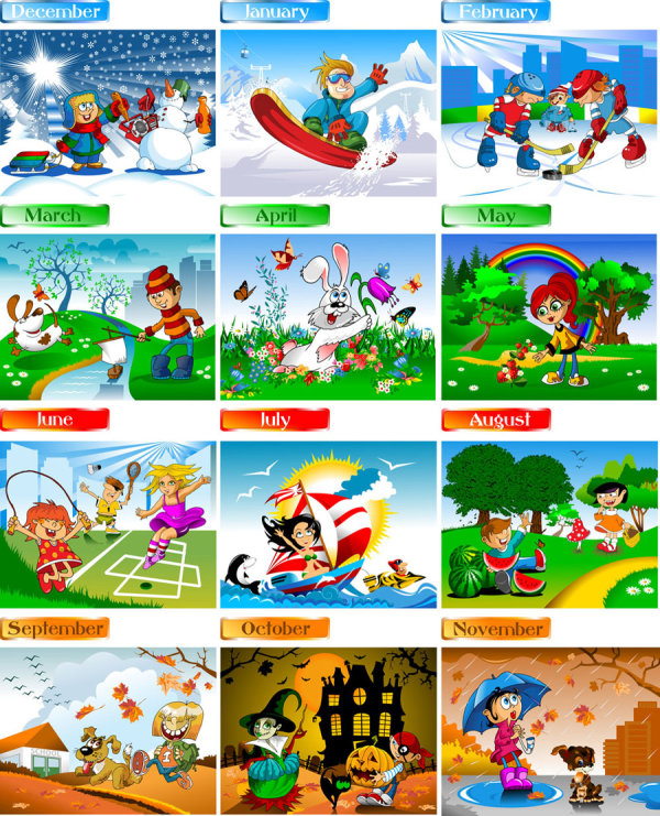 Cute cartoon Calendar design vector