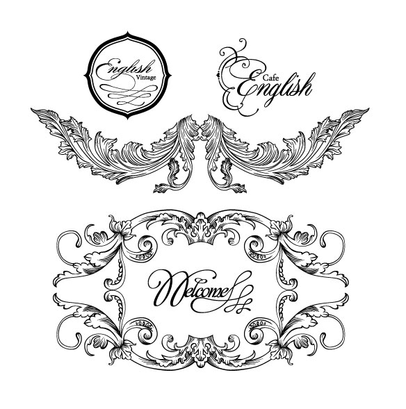 Fine Ornaments lace and Borders vector graphic 05