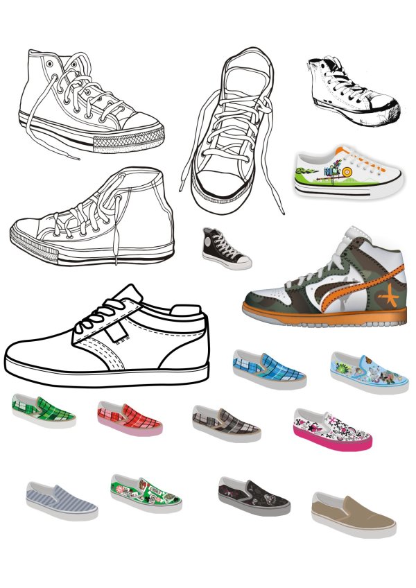 Different Canvas shoes elements vector