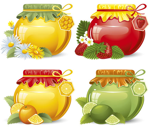 Elements of Honey and Bees vector set 05