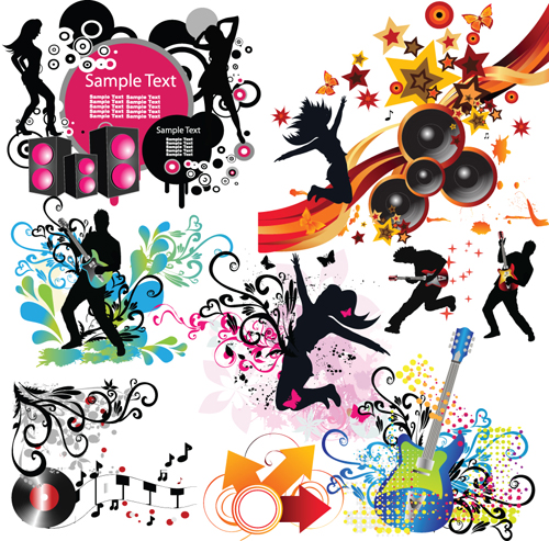 Stylish Music Illustration vector graphic 03