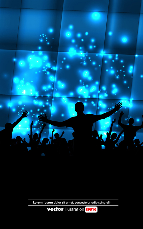 Set of People at a party Silhouettes vector 04