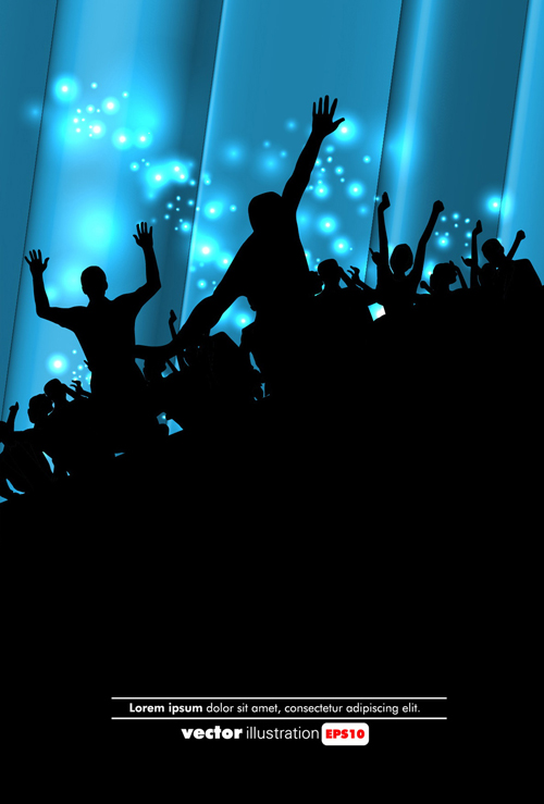 Set of People at a party Silhouettes vector 05