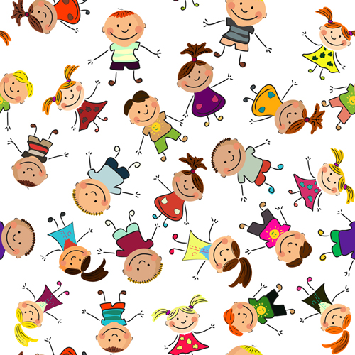 Playing children Cartoon vector set 02
