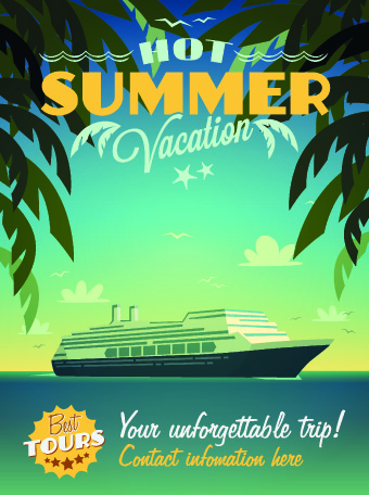 Poster travel design elements vector 04