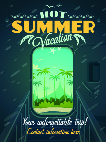 Poster travel design elements vector 05
