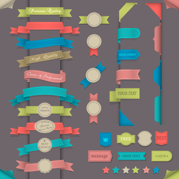 Stickers of Exquisite ribbons vector 02