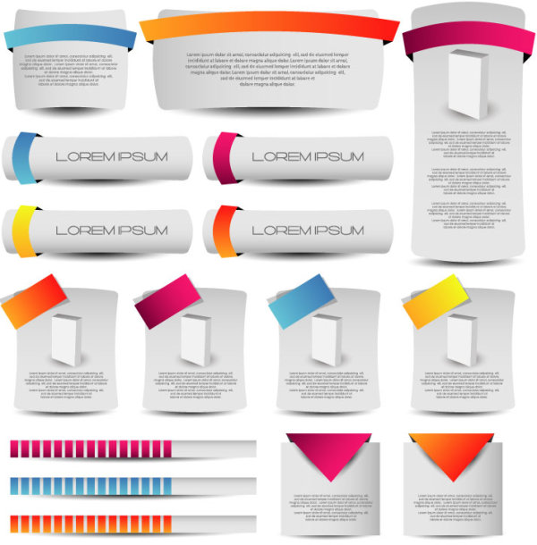 commonly color Label stickers vector set 01