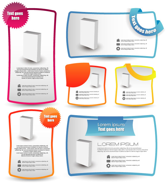 commonly color Label stickers vector set 03