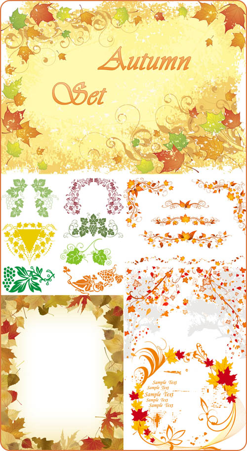 autumn leaves Border vector