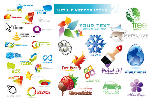 3D crystal icons vector